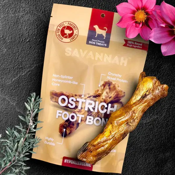 Savannah - Splinter-free Ostrich Foot Bone. Long-lasting, Natural Dog Gnaw Treat Savannah Pet Food