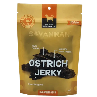 Savannah - Tasty Ostrich Jerky. Protein & Iron-rich, Natural Dog Chew Treat Savannah Pet Food