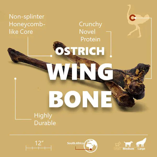 Savannah Splinter-Free Ostrich Wing Bone. Long-lasting, Natural Dog Gnaw Treat Savannah Pet Food