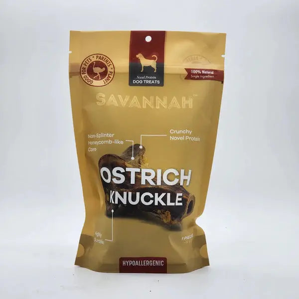 Savannah Splinter-free Ostrich Knuckle. Long-lasting, Natural Dog Gnaw Treat Savannah Pet Food