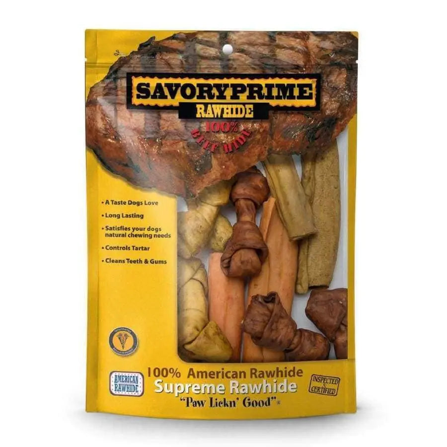 Savory Prime American Rawhide Bone Assorted Flavor Value Pack 1.36 lb, Small Savory Prime CPD