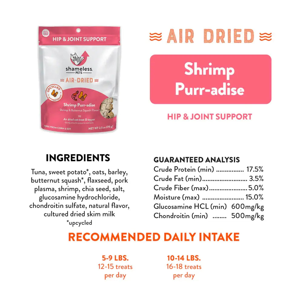 Shameless Pets Shrimp Purr-adise Air-Dried Cat Treat & Topper Shameless Pets