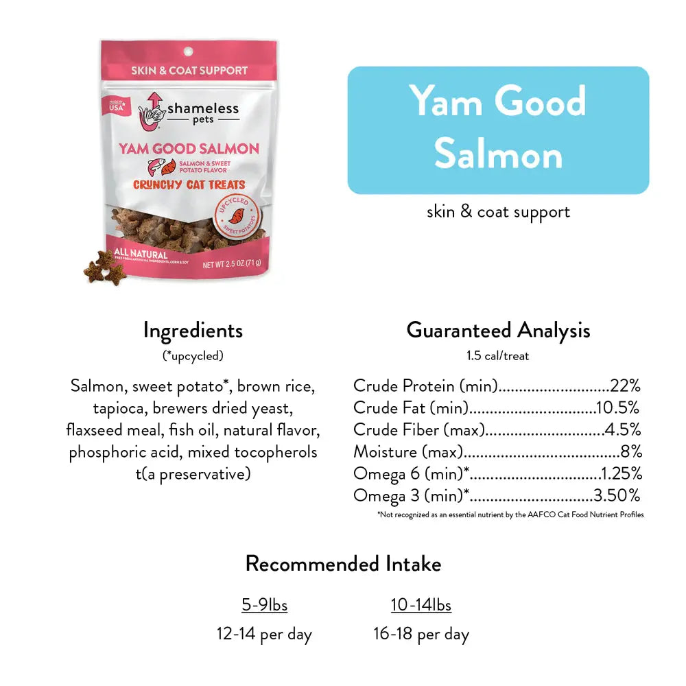Shameless Pets Yam Good Salmon Crunchy Cat Treats Shameless Pets