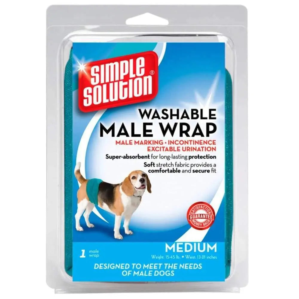 Simple Solution Washable Male Wrap Blue 1ea/Medium Simple Solution