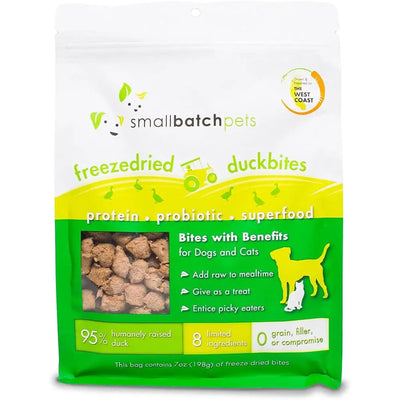 Smallbatch Pets Freeze-Dried Duck Bites for Dogs & Cats, 7 oz Smallbatch