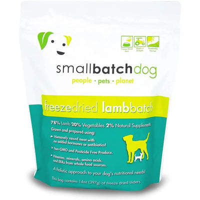Smallbatch Pets Freeze-Dried Premium Raw Food Diet for Dogs, Lamb Sliders Dog Food 14 oz Smallbatch Pets