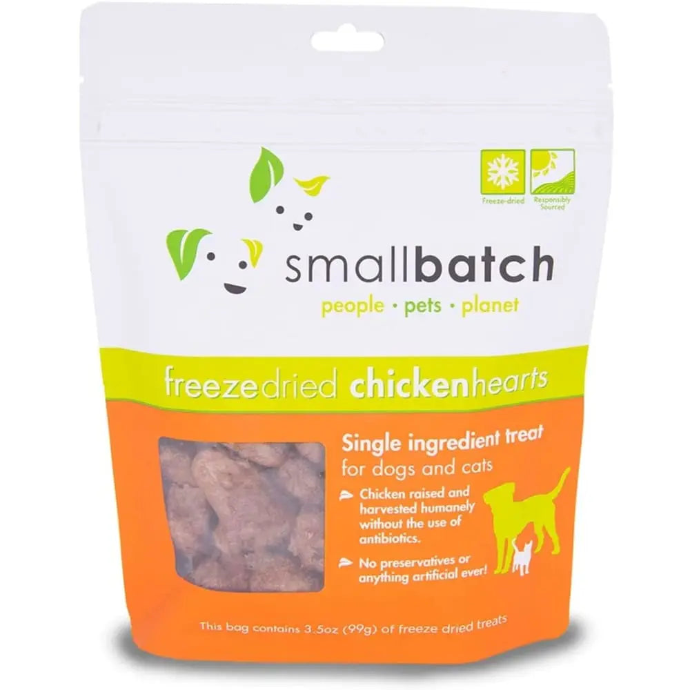 Smallbatch Pets Premium Freeze-Dried Chicken Heart Treats for Dogs and Cats, 3.5 oz Smallbatch Pets