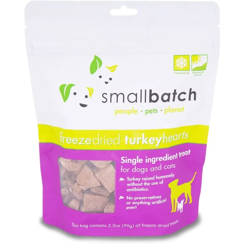 Smallbatch Pets Premium Freeze-Dried Turkey Heart Treats for Dogs and Cats, 3.5 oz Smallbatch Pets