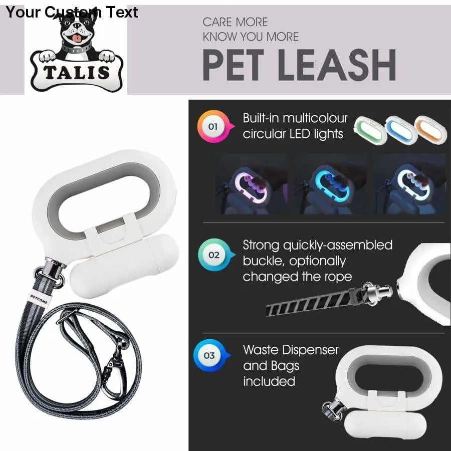Smart Dog Leash, Smart Dog Leash With Multi-color LED Lights, Usb Charger Leash, Smart Leash For Dog Talis Us