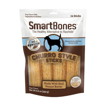SmartBones Churro Style Sticks Dog Treat Peanut Butter, Large, 14 pk SmartBones