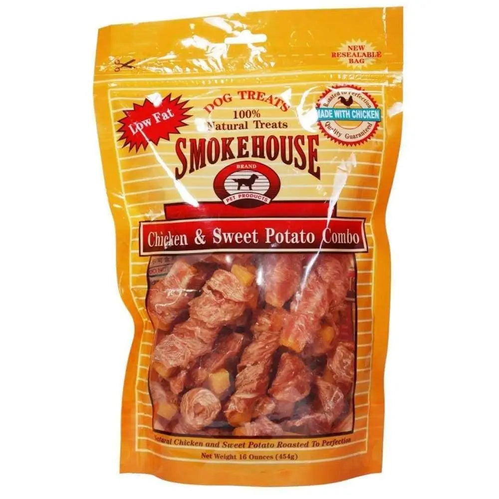 Smokehouse Sweet Potato Stick Dog Treat Wrapped with Chicken Breast Tender 16 oz Smokehouse