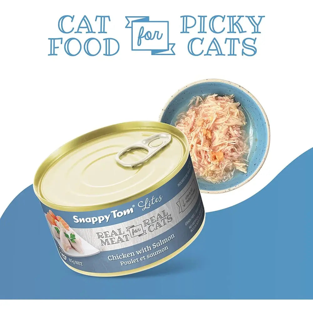 Snappy Tom Lites Chicken with Salmon Canned Cat Food 24/3oz Snappy Tom
