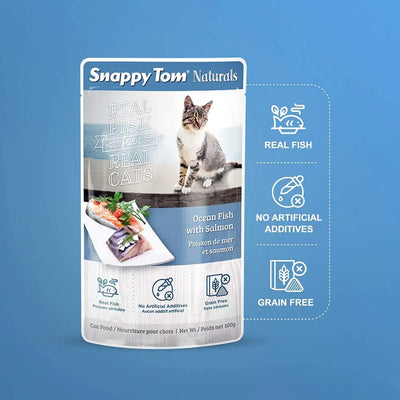 Snappy Tom Naturals Ocean Fish with Salmon Wet Cat Food 12/3.5oz Snappy Tom