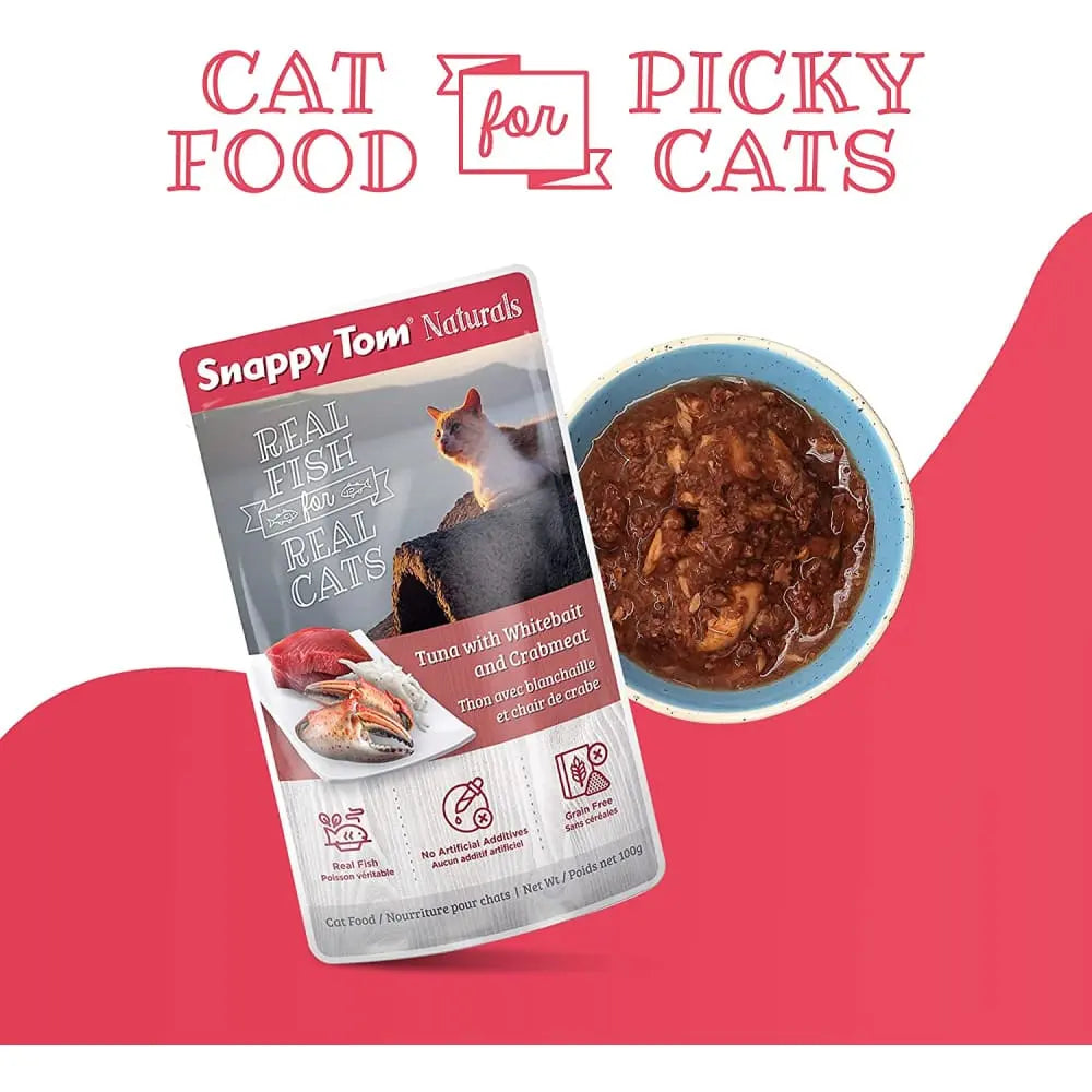 Snappy Tom Naturals Tuna with Whitebait & Crabmeat Wet Cat Food 12/3.5oz Snappy Tom
