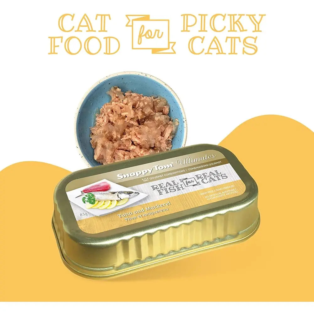 Snappy Tom Ultimates Fresh Tuna and Mackerel Canned Cat Food 12/3oz Snappy Tom