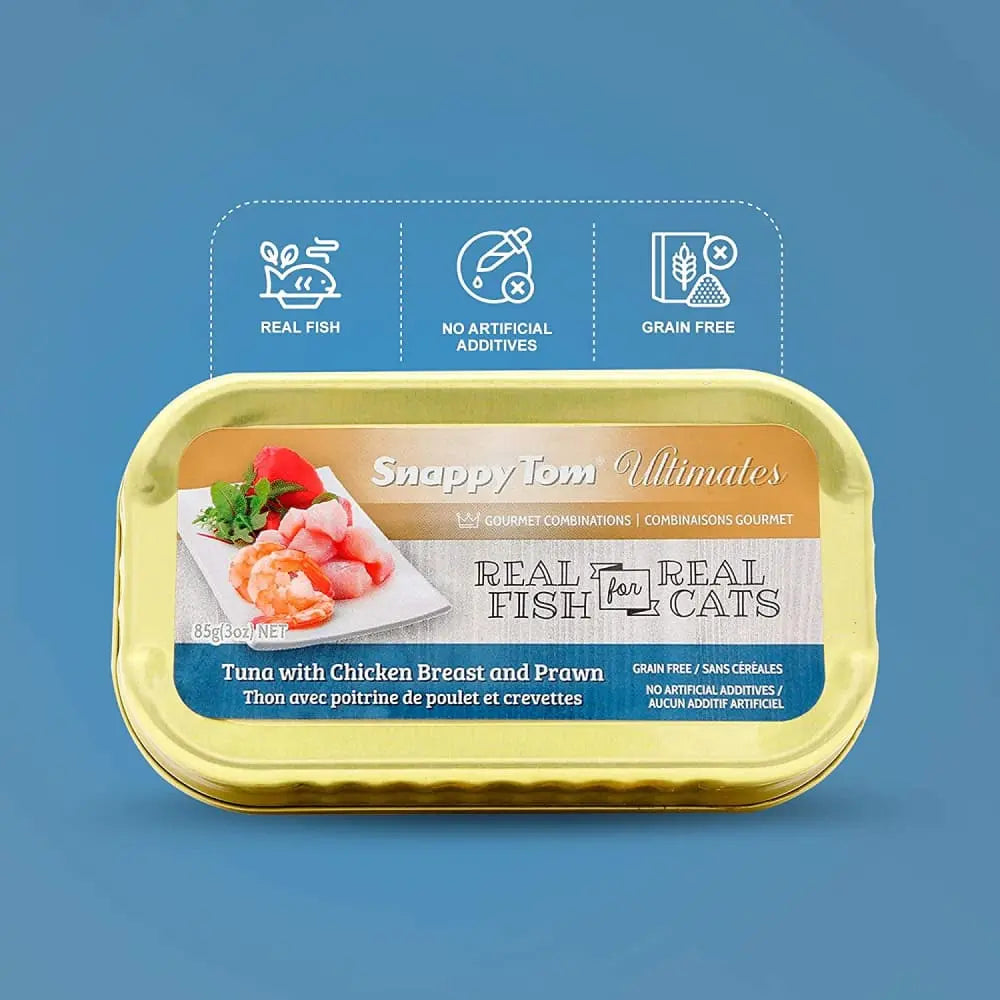 Snappy Tom Ultimates Fresh Tuna with Chicken Breast and Prawn Canned Cat Food 12/3oz Snappy Tom