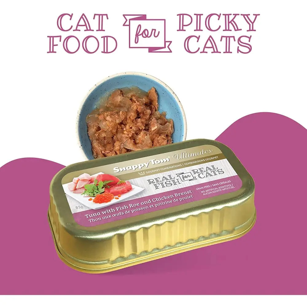 Snappy Tom Ultimates Fresh Tuna with Fish Roe and Chicken Breast Canned Cat Food 12/3oz Snappy Tom