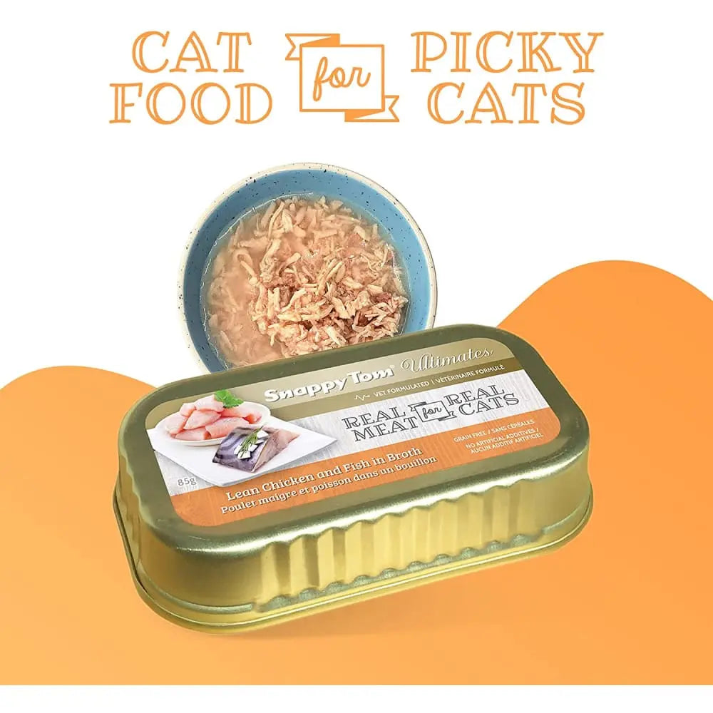 Snappy Tom Ultimates Lean Chicken and Fish in Broth Canned Cat Food 12/3oz Snappy Tom