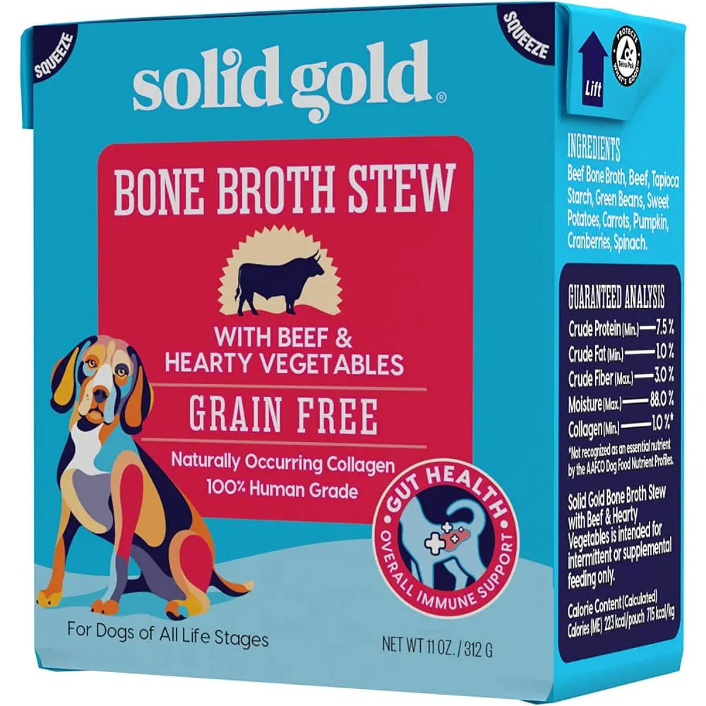 Solid Gold® Bone Broth Stew Beef & Heaty Vegetables for Dogs 11oz Solid Gold