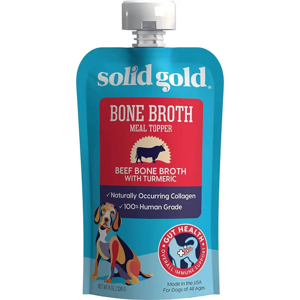 Solid Gold® Grain Free Beef Bone Broth with Turmeric Dog Meal Topper 8 Oz Solid Gold