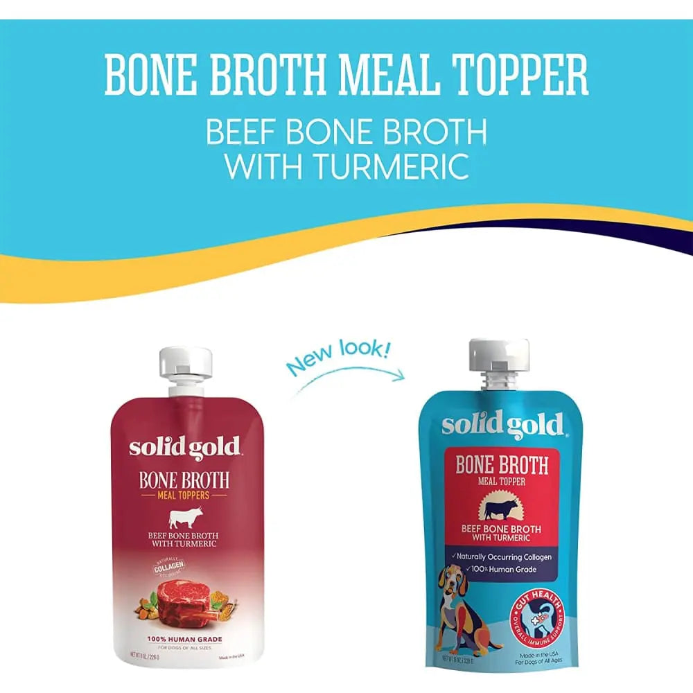Solid Gold® Grain Free Beef Bone Broth with Turmeric Dog Meal Topper 8 Oz Solid Gold