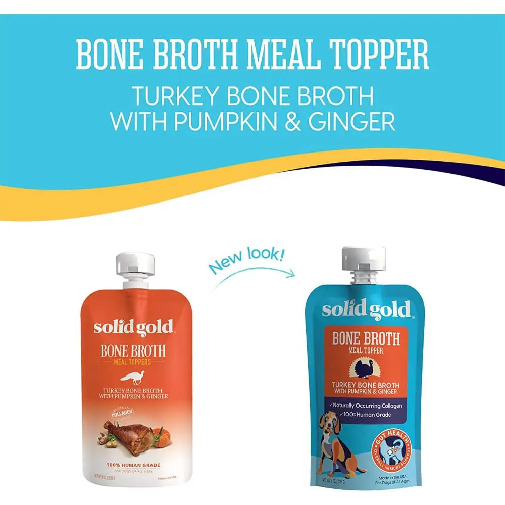 Solid Gold® Grain Free Turkey Bone Broth with Pumpkin & Ginger Dog Meal Topper 8 Oz Solid Gold
