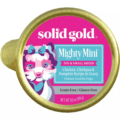 Solid Gold® Mighty Mini Grain Free Chicken, Chickpea & Pumpkin in Gravy Toy & Small Breed Dog Food 3.5 Oz case of 12 Solid Gold