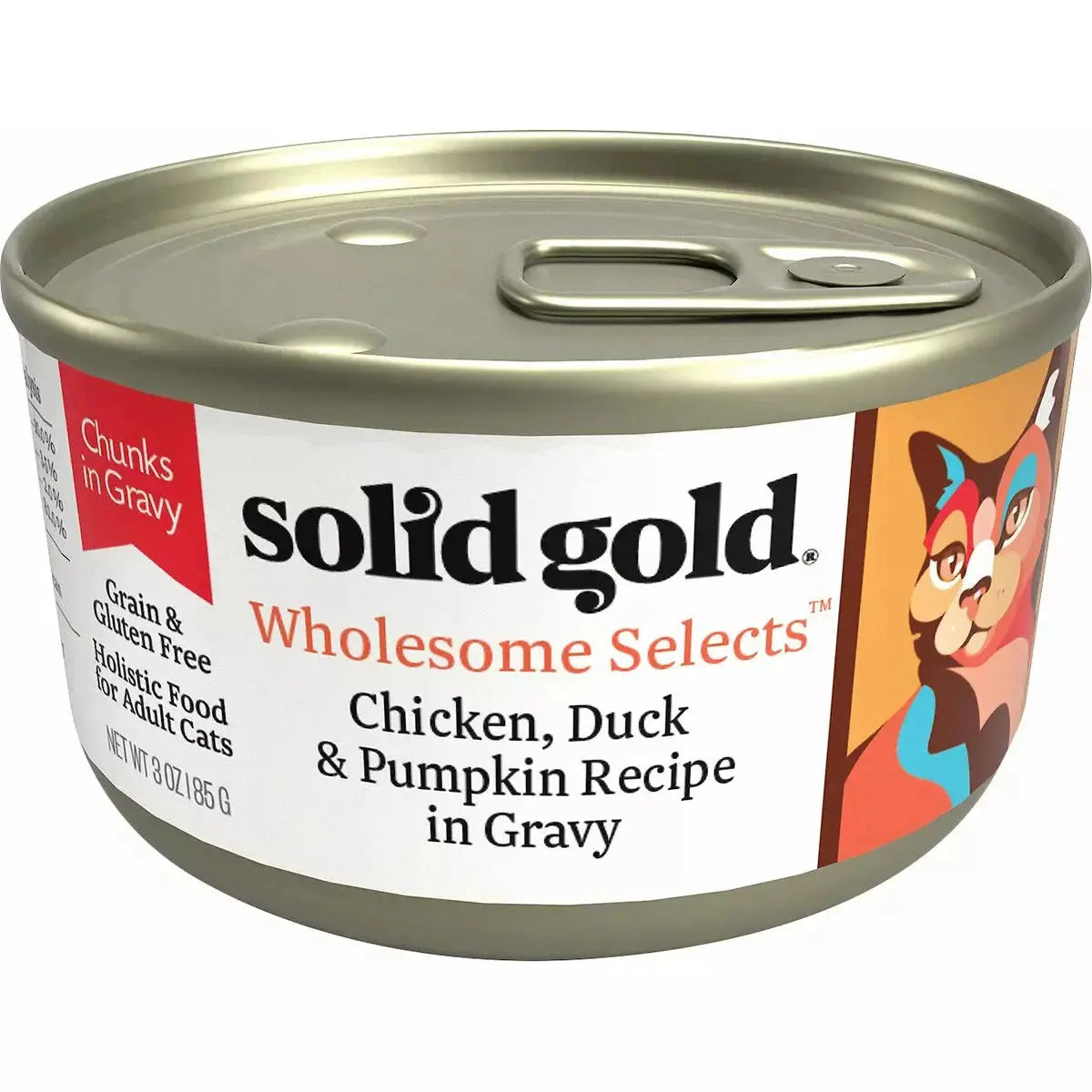 Solid Gold® Wholesome Selects Chicken Duck & Pumpkin Recipe Chunks in Gravy Cat Food 3oz case of 24 Solid Gold