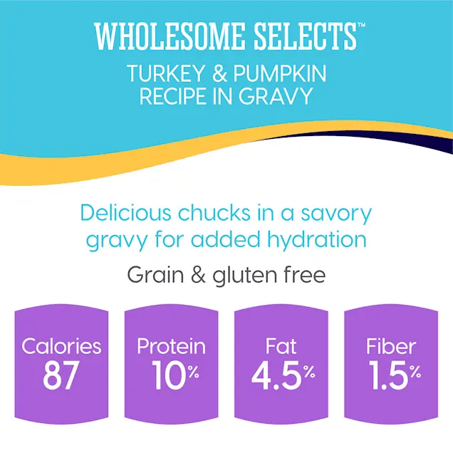 Solid Gold® Wholesome Selects Turkey, Gibblets & Pumpkin Recipe Chunks in Gravy Cat Food 3 Oz case of 24 Solid Gold