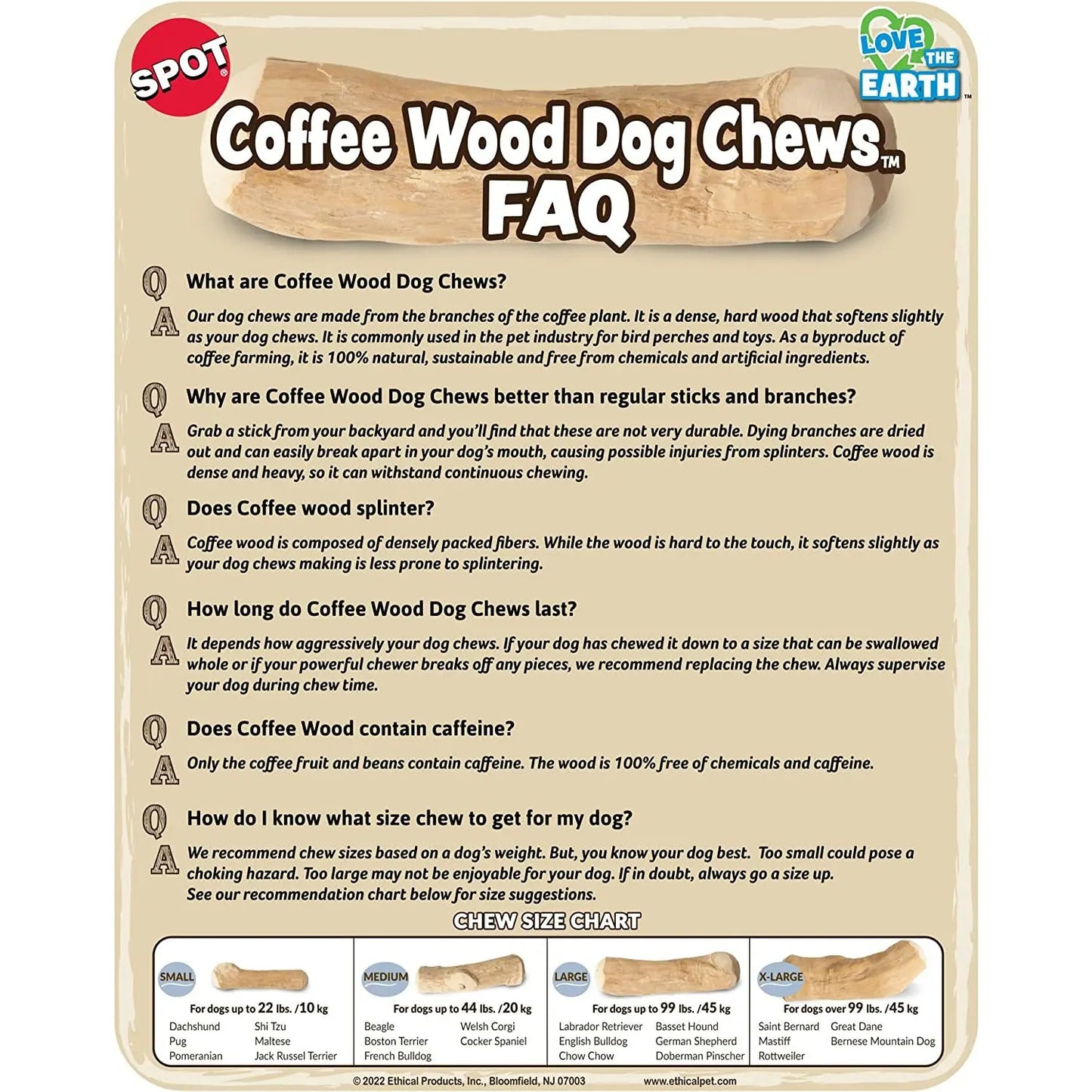 Spot Love The Earth Coffee Wood Dog Chew Spot®