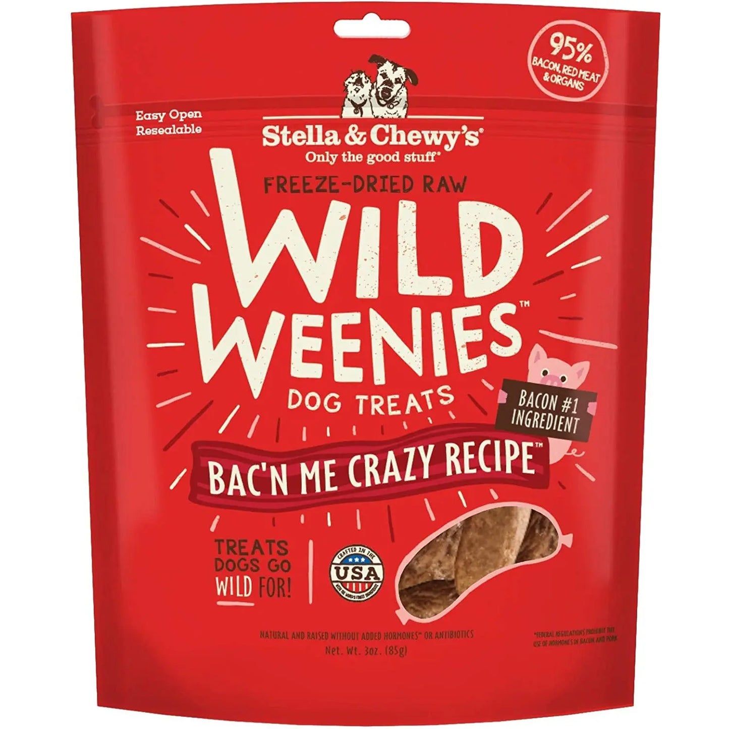 Stella & Chewys Dog Freeze-Dried Weenie Bacon Dog Treats Stella & Chewy's