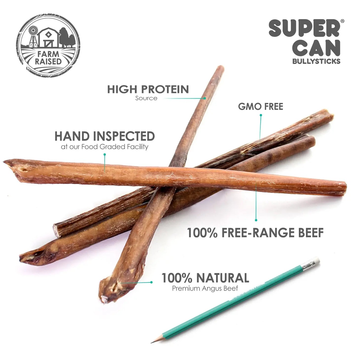 Supercan 12 inch Standard Odor Free Bully Sticks Case of 50 Supercan