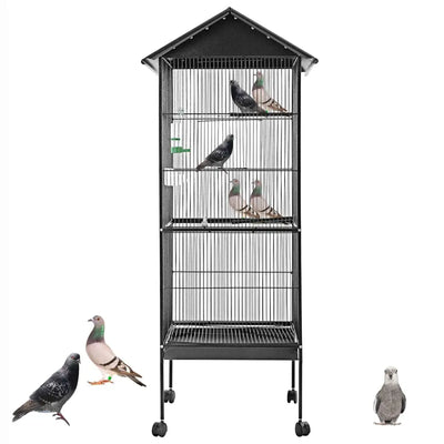 Talis 61 Large Bird Cage with Roof and Lockable Casters Stainless Steel BirdCage for Parrots, Talis Us Bird