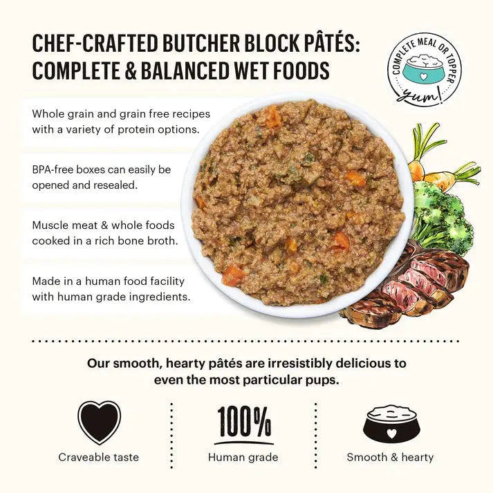 The Honest Kitchen Butcher Block Pate: Beef, Lamb & Spring Veggies Pate Wet Dog Food 6/10.5oz The Honest Kitchen