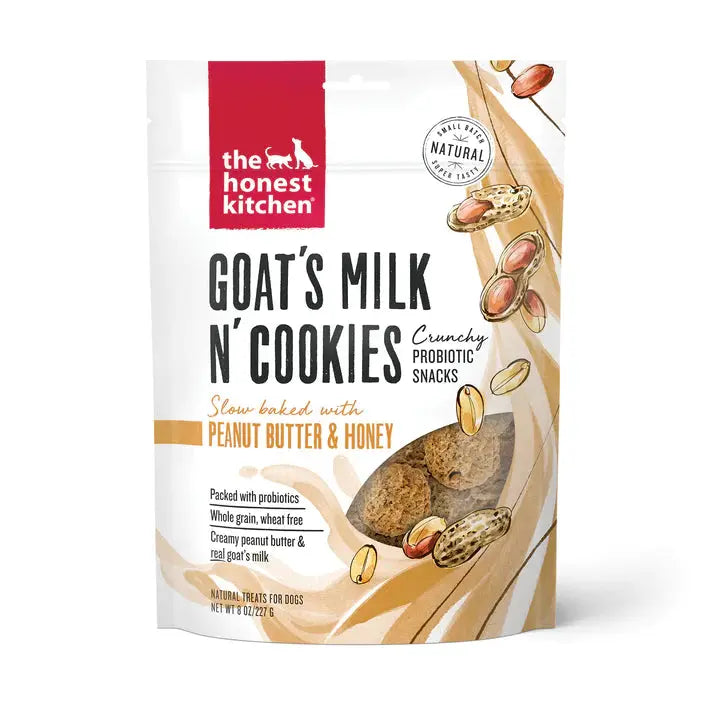 The Honest Kitchen Goat's Milk N' Cookies Crunchy Probiotic Snacks Natural Dog Treats 8oz The Honest Kitchen