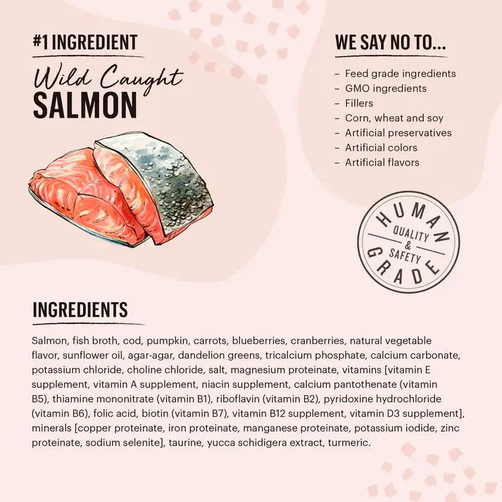 The Honest Kitchen Grain Free Minced Salmon & Cod in Fish Broth Gravy Wet Cat Food 12/5.5oz The Honest Kitchen