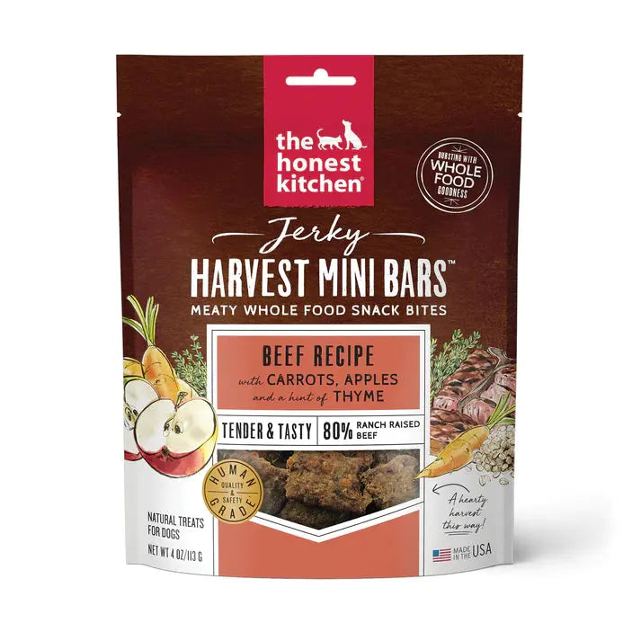 The Honest Kitchen Jerky Harvest Mini Bars Dog Treats - High Protein Meaty Whole Food Snack Bites 4oz The Honest Kitchen
