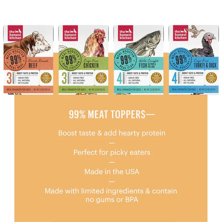 The Honest Kitchen Meal Booster: 99% Beef Wet Dog Food Topper 12/5.5oz The Honest Kitchen