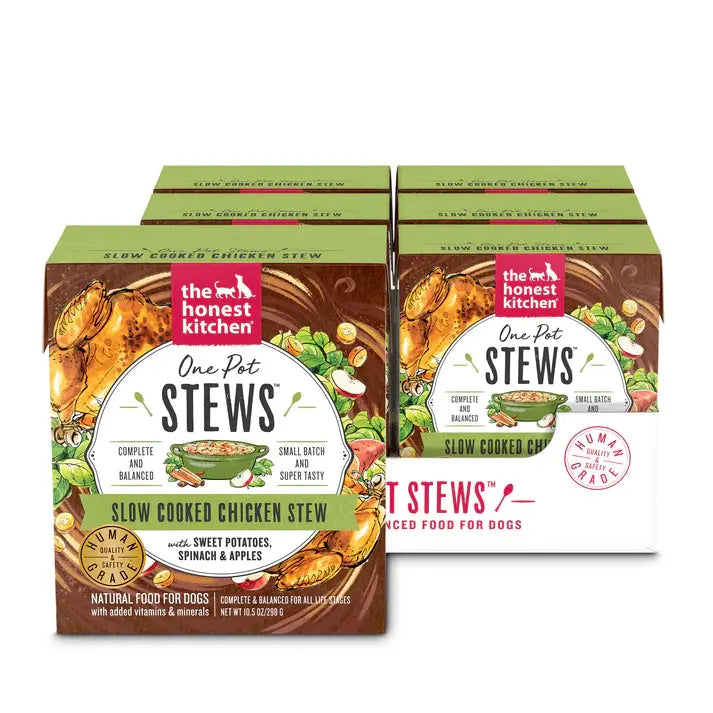 The Honest Kitchen One Pot Stews: Slow Cooked Chicken Stew with Sweet Potato, Spinach & Apples Wet Dog Food 6/10.5oz The Honest Kitchen