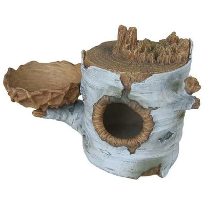 Weco Products Wecorama Sleepy Hollows Birch Den Lodge Terrarium Ornament with Feeder Lodge with Weco CPD