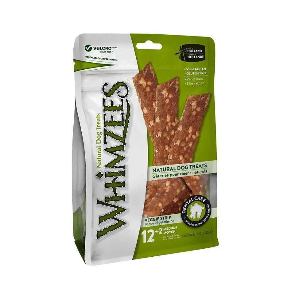Whimzees Medium Gluten Free Veggie Strip Dog Dental Chews 14.8 Oz Whimzees