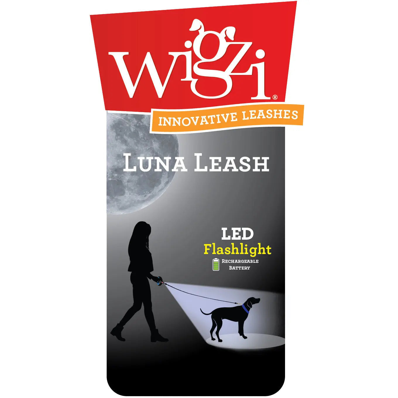 Wigzi Luna LED Reflective Rope Leash Heavy with Gel Handle Wigzi