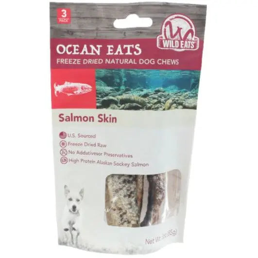 Wild Eats Alaskan Salmon Cigar Skin Half Dog Treat 6 in, 3 ct Wild Eats