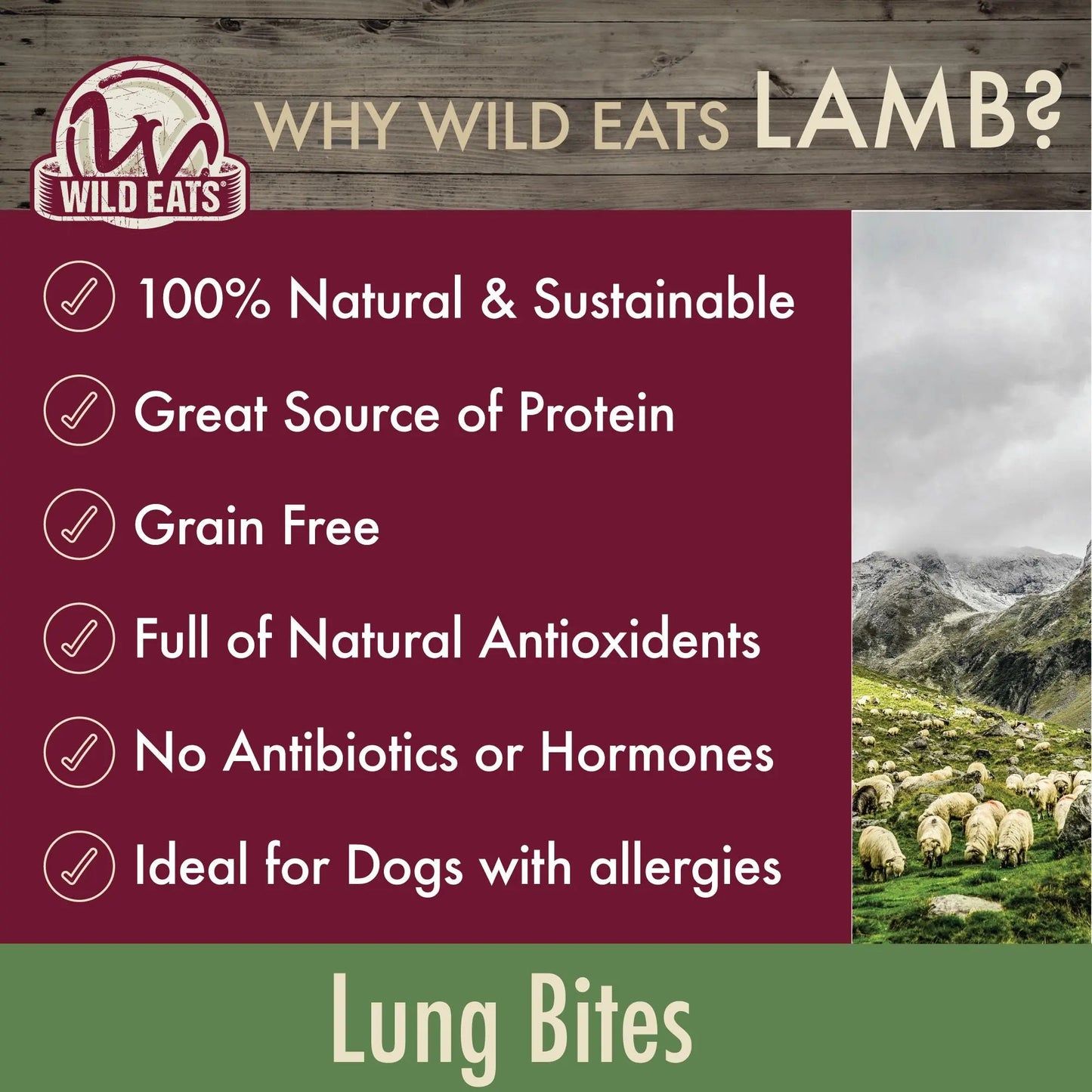 Wild Eats Natural Lamb Lung Bites Dog Treat 4 oz Wild Eats