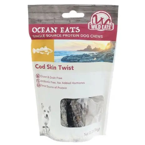 Wild Eats Wild Caught Cod Skin Twist Dog Treat Wild Eats