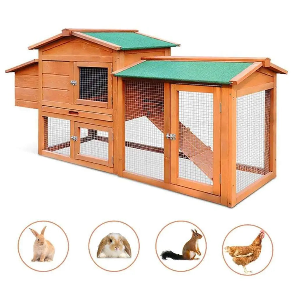 Wooden Chicken Run All-weather Hen House Easy Assembly Convenient Access Backyard Animal Rearing Talis Us