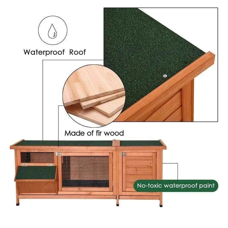 Wooden Outdoor Indoor Hutch with Feeder Talis Us