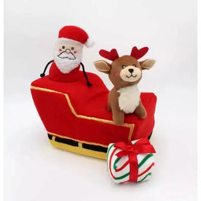 Zippy Paws Holiday Burrow Santa's Sleigh Dog Toys Zippy Paws
