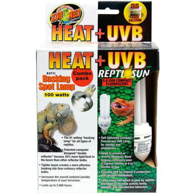 Zoo Med Heat UVB Combo Pack 100 Watt Basking Spot Lamp 5.0 UVB Compact Flourescent Zoo Med Laboratories CPD