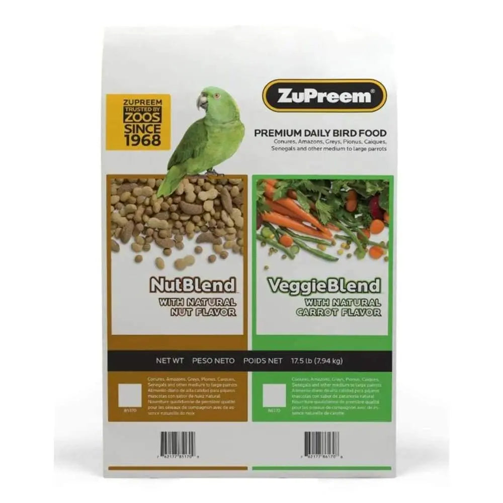 ZuPreem Bird VeggieBlend with Natural Flavor Pelleted Food for Parrots and Conures 1ea/17.5 lb ZuPreem
